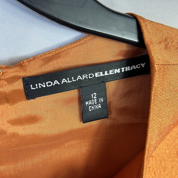 Ellen Tracy Silk Dress Size 12 Copper Colored Brown Zip Back Lined Gently Worn - Picture 2 of 8